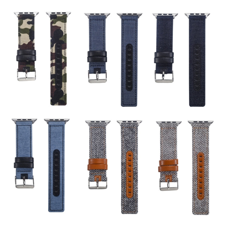 Frendorf | Stoff+Rindsleder-Uhrarmband für Apple Apple Watch Series 7 41mm / 6 & SE & 5 & 4 40mm / 3 & 2 & 1 38mm