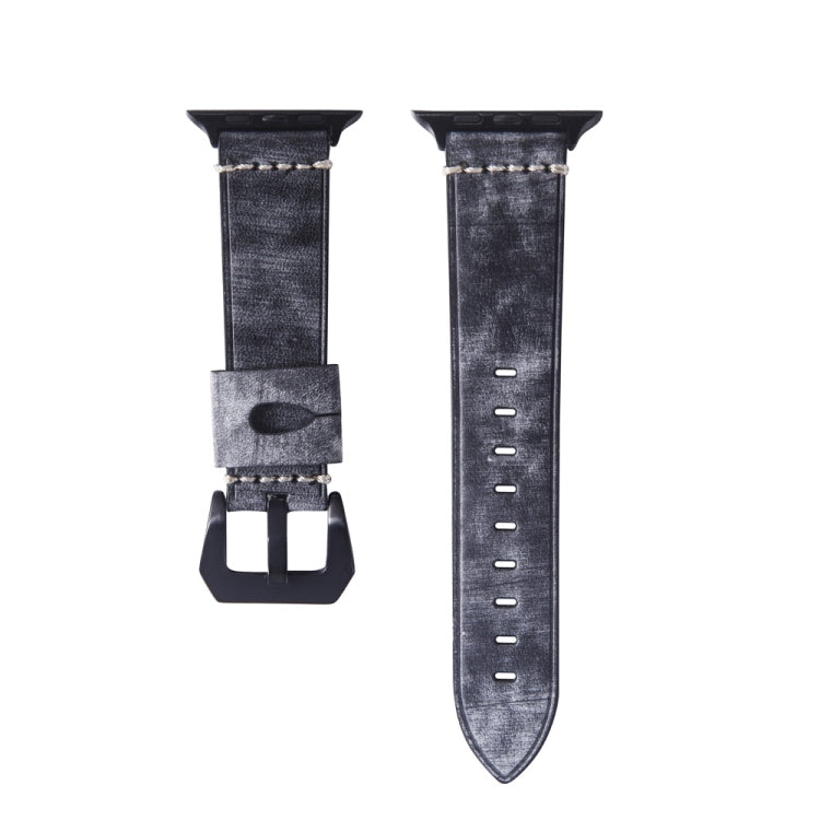Frerndorf | Weißer Nebel Wachstextur Oberlederriemen für Apple Watch Series 7 41mm / 6 & SE & 5 & 4 40mm / 3 & 2 & 1 38mm (Schwarz)