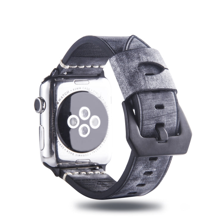 Frerndorf | Weißer Nebel Wachstextur Oberlederriemen für Apple Watch Series 7 41mm / 6 & SE & 5 & 4 40mm / 3 & 2 & 1 38mm (Schwarz)