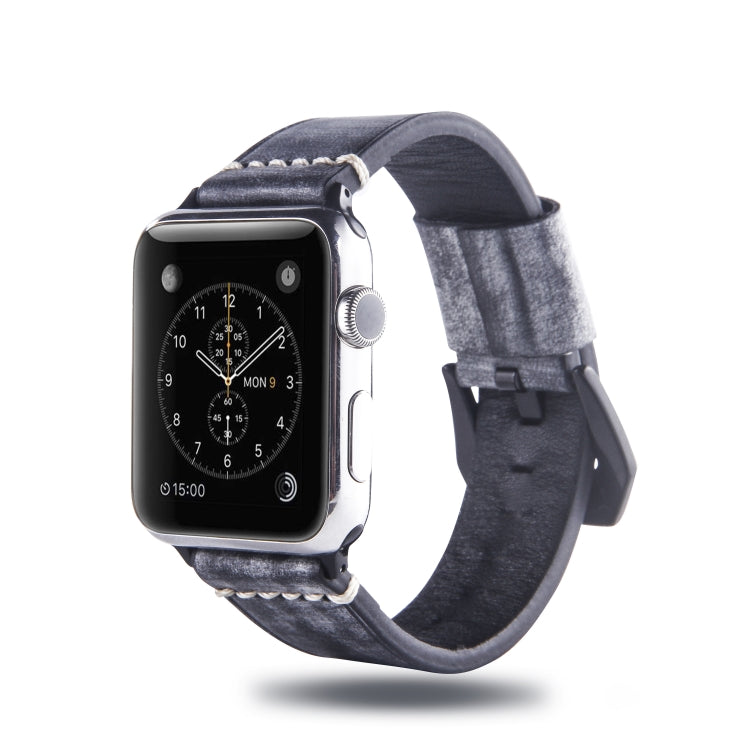 Frerndorf | Weißer Nebel Wachstextur Oberlederriemen für Apple Watch Series 7 41mm / 6 & SE & 5 & 4 40mm / 3 & 2 & 1 38mm (Schwarz)