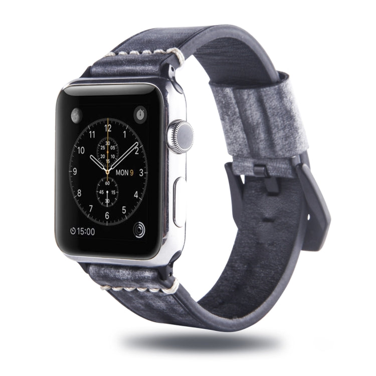 Frerndorf | Weißer Nebel Wachstextur Oberlederriemen für Apple Watch Series 7 41mm / 6 & SE & 5 & 4 40mm / 3 & 2 & 1 38mm (Schwarz)