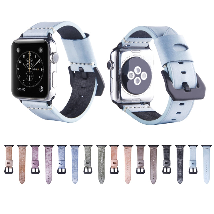 Frerndorf | Weißer Nebel Wachstextur Oberlederriemen für Apple Watch Series 7 41mm / 6 & SE & 5 & 4 40mm / 3 & 2 & 1 38mm (Schwarz)