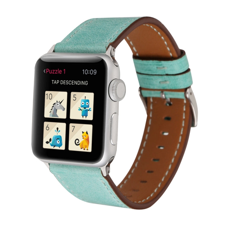 Frendorf | Für Apple Watch Series 10 42mm / 9&8&7 41mm / SE 3&SE 2&6&SE&5&4 40mm / 3&2&1 38mm Frischer Stil Echtes Leder Uhrarmband (Grün)