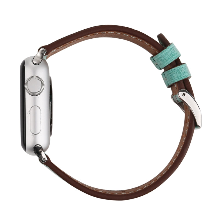 Frendorf | Für Apple Watch Series 10 42mm / 9&8&7 41mm / SE 3&SE 2&6&SE&5&4 40mm / 3&2&1 38mm Frischer Stil Echtes Leder Uhrarmband (Grün)