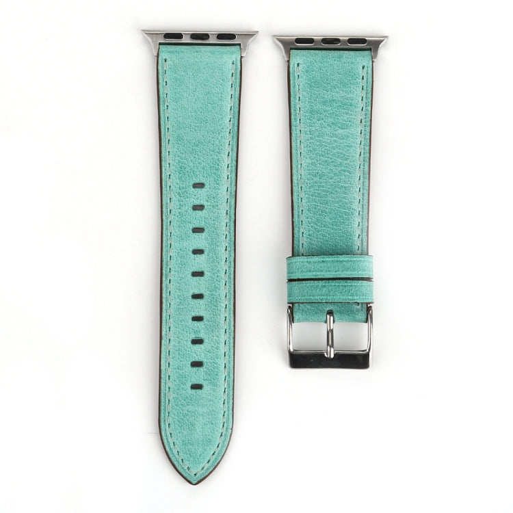 Frendorf | Für Apple Watch Series 10 42mm / 9&8&7 41mm / SE 3&SE 2&6&SE&5&4 40mm / 3&2&1 38mm Frischer Stil Echtes Leder Uhrarmband (Grün)