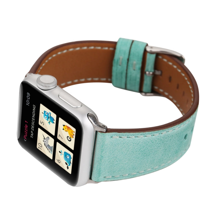 Frendorf | Für Apple Watch Series 10 42mm / 9&8&7 41mm / SE 3&SE 2&6&SE&5&4 40mm / 3&2&1 38mm Frischer Stil Echtes Leder Uhrarmband (Grün)
