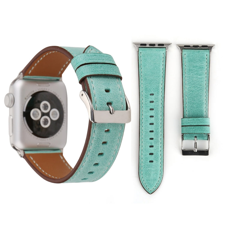 Frendorf | Für Apple Watch Series 10 42mm / 9&8&7 41mm / SE 3&SE 2&6&SE&5&4 40mm / 3&2&1 38mm Frischer Stil Echtes Leder Uhrarmband (Grün)