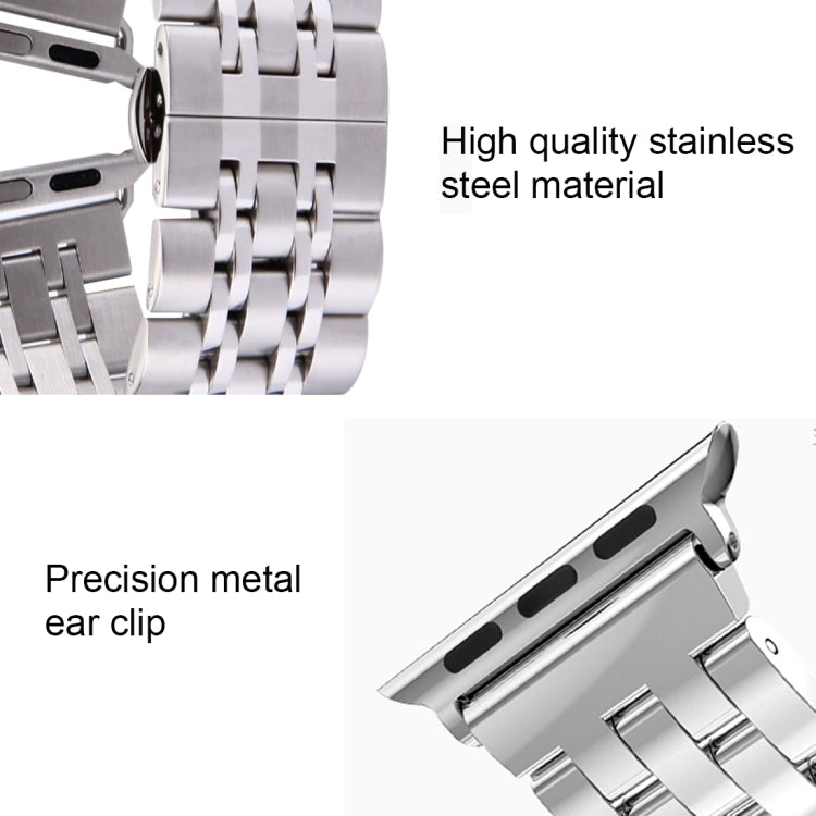Frendorf | 22mm Herren Verdeckte Schmetterlingsschließe 7 Perlen Edelstahl Armband Für Apple Watch 38mm (Silber Roségold)