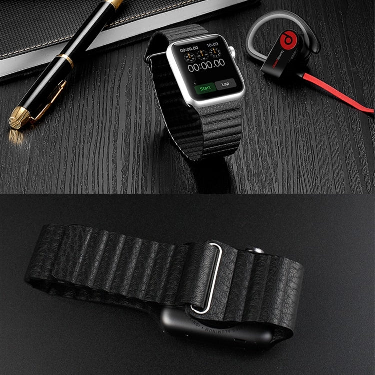Frendorf | Für Apple Watch 38mm Loop Magnetverschluss Clasp PU Leder Armband (Schwarz)