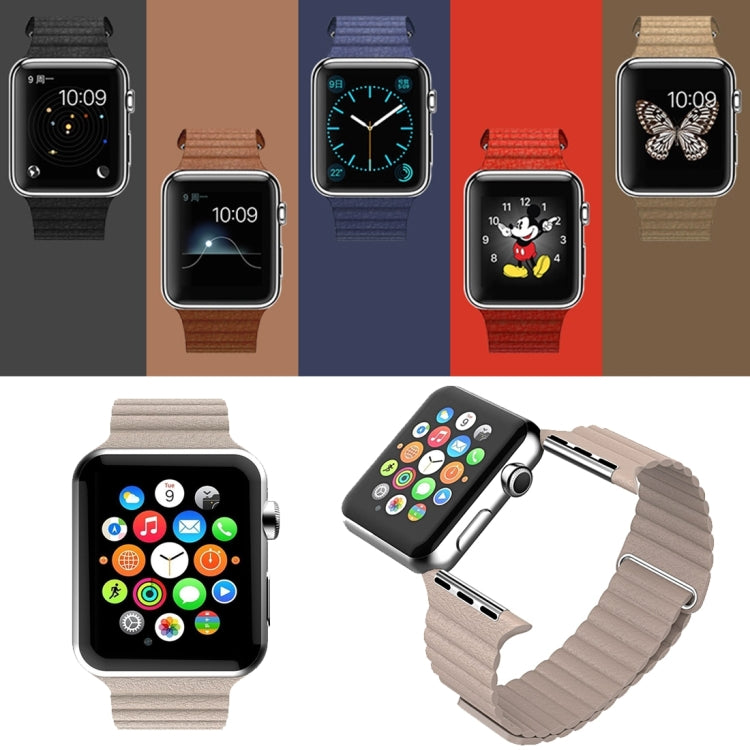 Frendorf | Für Apple Watch 38mm Loop Magnetverschluss Schließe PU Leder Uhrband (Khaki)
