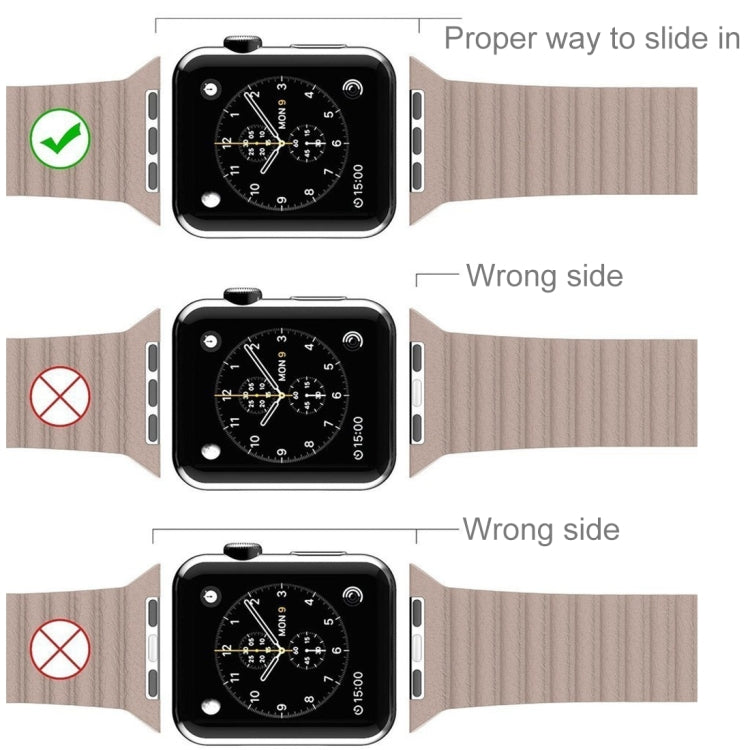 Frendorf | Für Apple Watch 38mm Loop Magnetverschluss Schließe PU Leder Uhrband (Khaki)