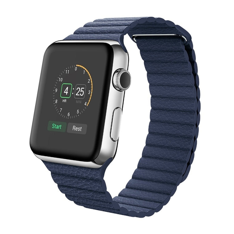 Frendorf | Für Apple Watch 42mm Loop Magnetverschluss Clasp PU Leder Uhrenarmband (Dunkelblau)