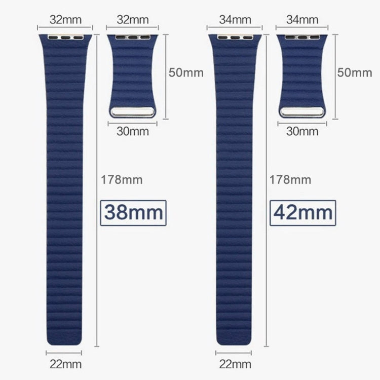 Frendorf | Für Apple Watch 42mm Loop Magnetverschluss Clasp PU Leder Uhrenarmband (Dunkelblau)