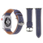 Frendorf | Für Apple Watch Series 10 42mm / 9&8&7 41mm / SE 3&SE 2&6&SE&5&4 40mm / 3&2&1 38mm Einfaches Mode Echtes Leder Cowboy Muster Uhrenarmband (Dunkelblau)