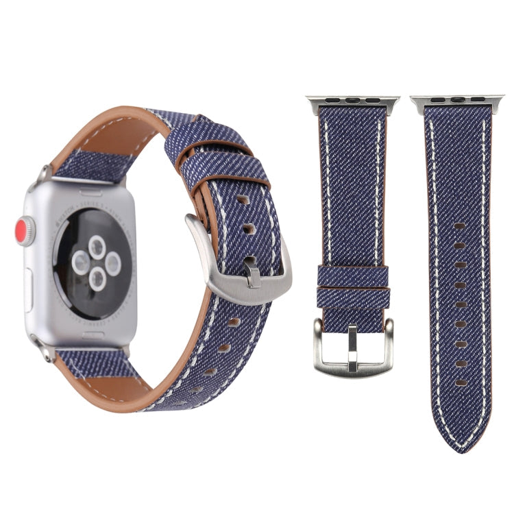 Frendorf | Für Apple Watch Series 10 42mm / 9&8&7 41mm / SE 3&SE 2&6&SE&5&4 40mm / 3&2&1 38mm Einfaches Mode Echtes Leder Cowboy Muster Uhrenarmband (Dunkelblau)