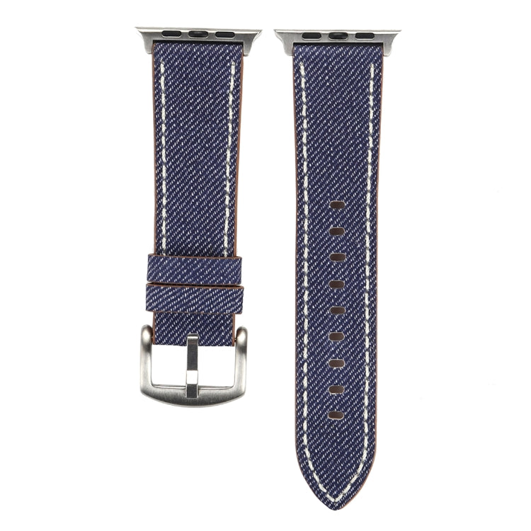 Frendorf | Für Apple Watch Series 10 42mm / 9&8&7 41mm / SE 3&SE 2&6&SE&5&4 40mm / 3&2&1 38mm Einfaches Mode Echtes Leder Cowboy Muster Uhrenarmband (Dunkelblau)