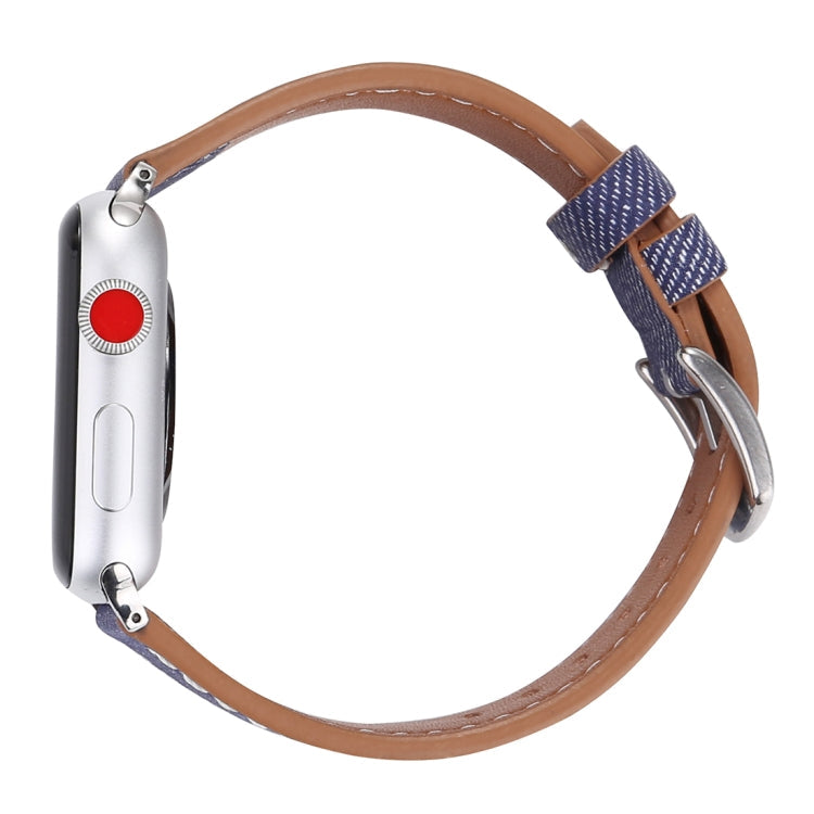 Frendorf | Für Apple Watch Series 10 42mm / 9&8&7 41mm / SE 3&SE 2&6&SE&5&4 40mm / 3&2&1 38mm Einfaches Mode Echtes Leder Cowboy Muster Uhrenarmband (Dunkelblau)
