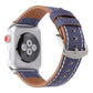 Frendorf | Für Apple Watch Series 10 42mm / 9&8&7 41mm / SE 3&SE 2&6&SE&5&4 40mm / 3&2&1 38mm Einfaches Mode Echtes Leder Cowboy Muster Uhrenarmband (Dunkelblau)