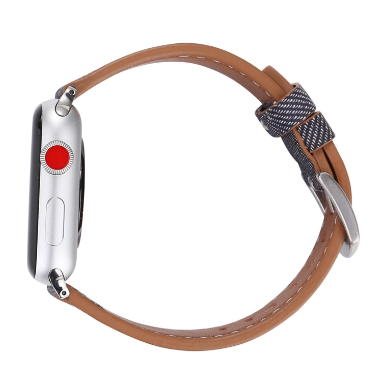 Frendorf | Für Apple Watch Series 10 42mm / 9&8&7 41mm / SE 3&SE 2&6&SE&5&4 40mm / 3&2&1 38mm Einfache Mode Echtes Leder Cowboy-Muster Uhrenarmband (Grau)