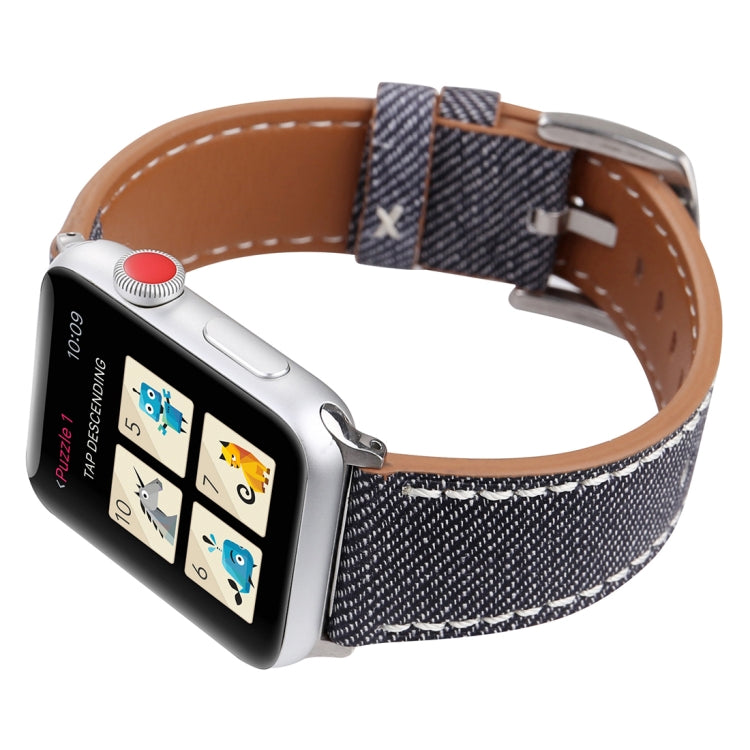 Frendorf | Für Apple Watch Series 10 42mm / 9&8&7 41mm / SE 3&SE 2&6&SE&5&4 40mm / 3&2&1 38mm Einfache Mode Echtes Leder Cowboy-Muster Uhrenarmband (Grau)