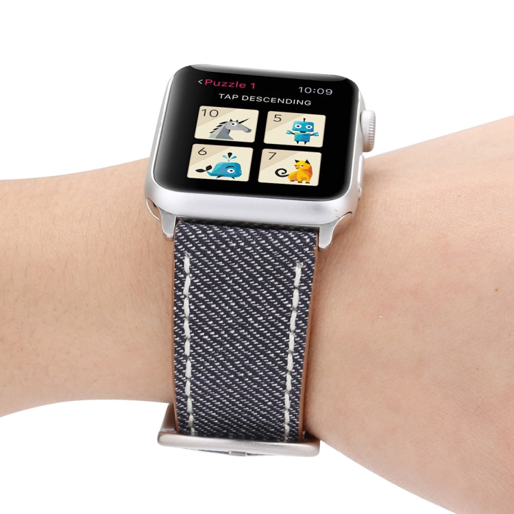 Frendorf | Für Apple Watch Series 10 42mm / 9&8&7 41mm / SE 3&SE 2&6&SE&5&4 40mm / 3&2&1 38mm Einfache Mode Echtes Leder Cowboy-Muster Uhrenarmband (Grau)