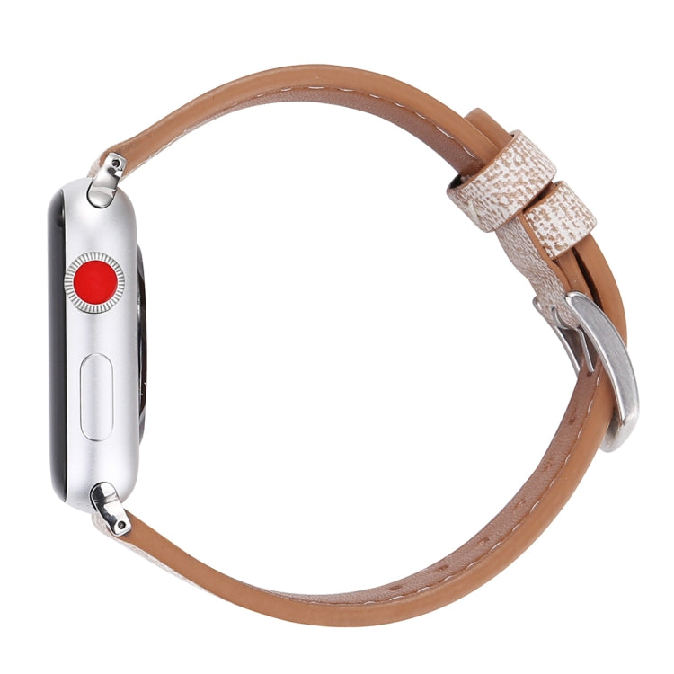 Frerndorf | Für Apple Watch Ultra 49mm&Watch Ultra 2 49mm / Series 10 46mm / 9&8&7 45mm / SE 3&SE 2&6&SE&5&4 44mm / 3&2&1 42mm Einfaches Mode Echtleder Cowboy-Muster Uhrband (Hellgrau)