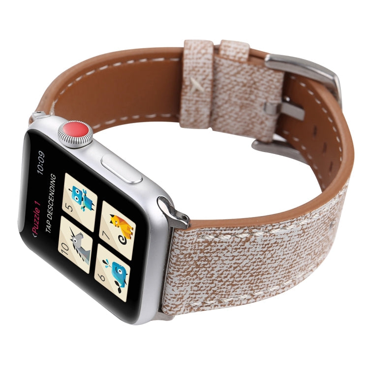 Frerndorf | Für Apple Watch Ultra 49mm&Watch Ultra 2 49mm / Series 10 46mm / 9&8&7 45mm / SE 3&SE 2&6&SE&5&4 44mm / 3&2&1 42mm Einfaches Mode Echtleder Cowboy-Muster Uhrband (Hellgrau)
