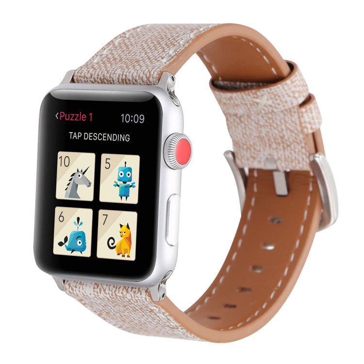 Frerndorf | Für Apple Watch Ultra 49mm&Watch Ultra 2 49mm / Series 10 46mm / 9&8&7 45mm / SE 3&SE 2&6&SE&5&4 44mm / 3&2&1 42mm Einfaches Mode Echtleder Cowboy-Muster Uhrband (Hellgrau)