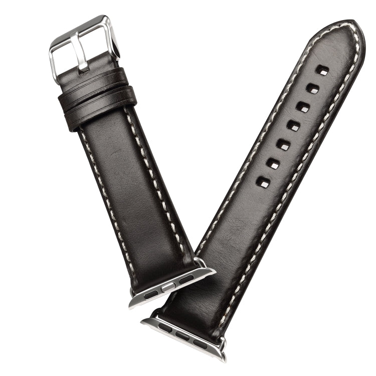 Frendorf | Denior Oil Wax Retro Uhr Lederarmband für Apple Watch Series 7 45mm / 6 & SE & 5 & 4 44mm / 3 & 2 & 1 42mm (Schwarz)