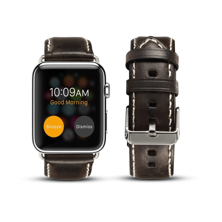 Frendorf | Denior Oil Wax Retro Uhr Lederarmband für Apple Watch Series 7 45mm / 6 & SE & 5 & 4 44mm / 3 & 2 & 1 42mm (Schwarz)