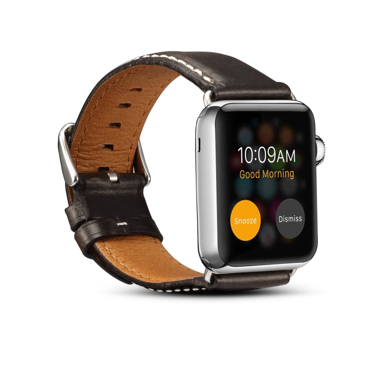 Frendorf | Denior Oil Wax Retro Uhr Lederarmband für Apple Watch Series 7 45mm / 6 & SE & 5 & 4 44mm / 3 & 2 & 1 42mm (Schwarz)