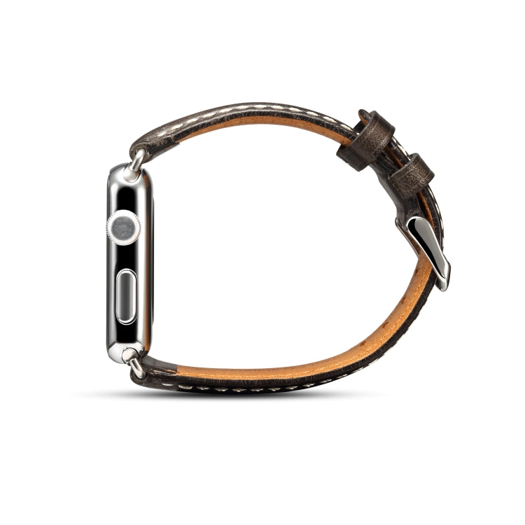 Frendorf | Denior Oil Wax Retro Uhr Lederarmband für Apple Watch Series 7 45mm / 6 & SE & 5 & 4 44mm / 3 & 2 & 1 42mm (Schwarz)