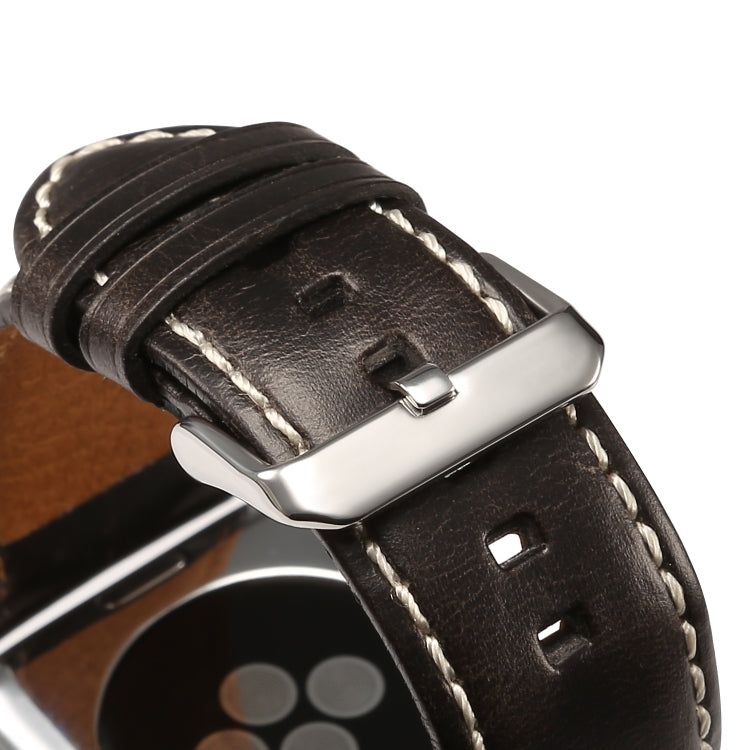 Frendorf | Denior Oil Wax Retro Uhr Lederarmband für Apple Watch Series 7 45mm / 6 & SE & 5 & 4 44mm / 3 & 2 & 1 42mm (Schwarz)