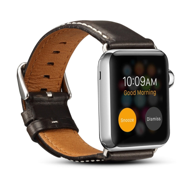 Frendorf | Denior Oil Wax Retro Uhr Lederarmband für Apple Watch Series 7 45mm / 6 & SE & 5 & 4 44mm / 3 & 2 & 1 42mm (Schwarz)
