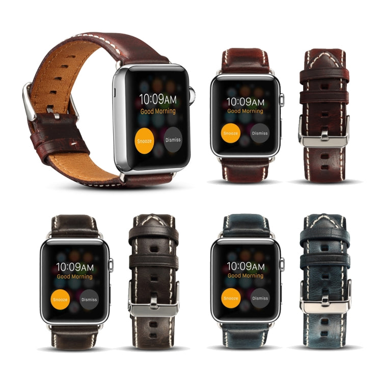 Frendorf | Denior Oil Wax Retro Uhr Lederarmband für Apple Watch Series 7 45mm / 6 & SE & 5 & 4 44mm / 3 & 2 & 1 42mm (Schwarz)