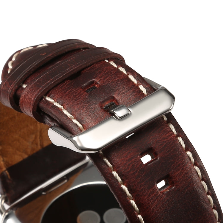 Frendorf | Denior Oil Wax Retro Uhr Leder Armband für Apple Watch Serie 10 42mm / 9&8&7 41mm / SE 3&SE 2&6&SE&5&4 40mm / 3&2&1 38mm (Dunkelrot)