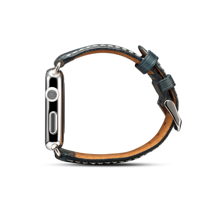 Frendorf | Denior Oil Wax Retro Uhr Leder Armband für Apple Watch Series 10 42mm / 9&8&7 41mm / SE 3&SE 2&6&SE&5&4 40mm / 3&2&1 38mm (Dunkelblau)