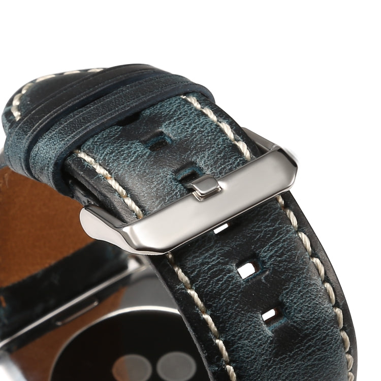 Frendorf | Denior Oil Wax Retro Uhr Leder Armband für Apple Watch Series 10 42mm / 9&8&7 41mm / SE 3&SE 2&6&SE&5&4 40mm / 3&2&1 38mm (Dunkelblau)