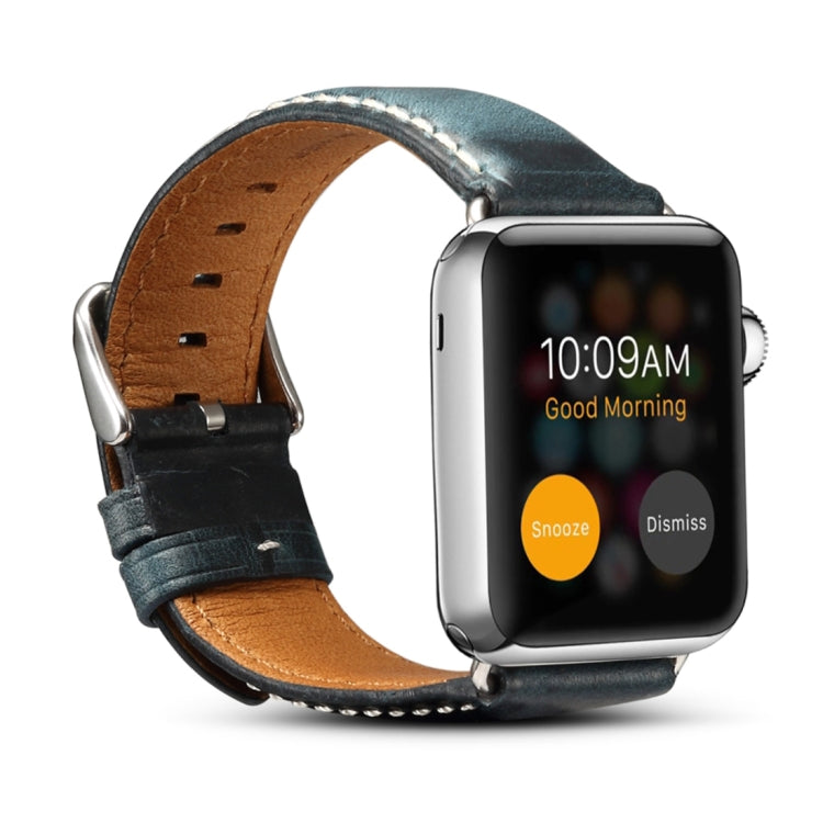 Frendorf | Denior Oil Wax Retro Uhr Leder Armband für Apple Watch Series 10 42mm / 9&8&7 41mm / SE 3&SE 2&6&SE&5&4 40mm / 3&2&1 38mm (Dunkelblau)