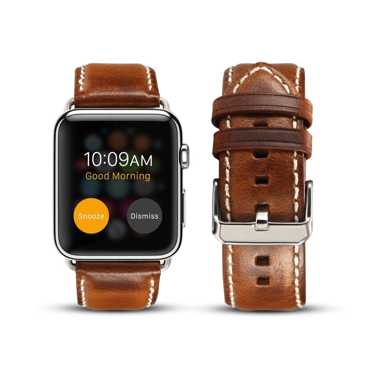 Frendorf | Denior Oil Wax Retro Uhr Leder Uhrband für Apple Watch Series 7 41mm / 6 & SE & 5 & 4 40mm / 3 & 2 & 1 38mm (Braun)