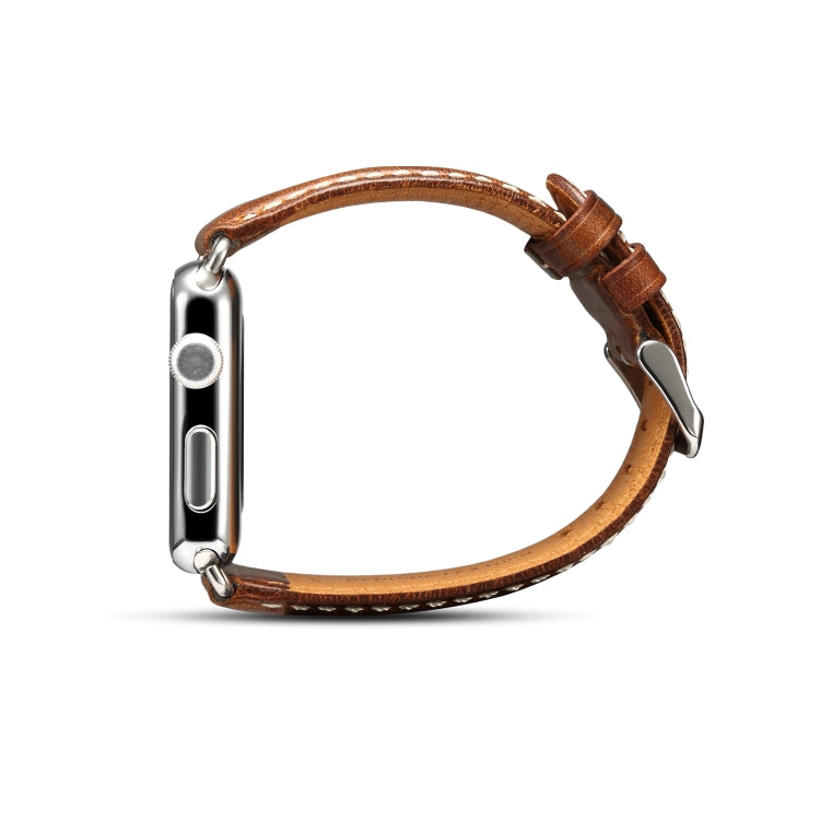 Frendorf | Denior Oil Wax Retro Uhr Leder Uhrband für Apple Watch Series 7 41mm / 6 & SE & 5 & 4 40mm / 3 & 2 & 1 38mm (Braun)