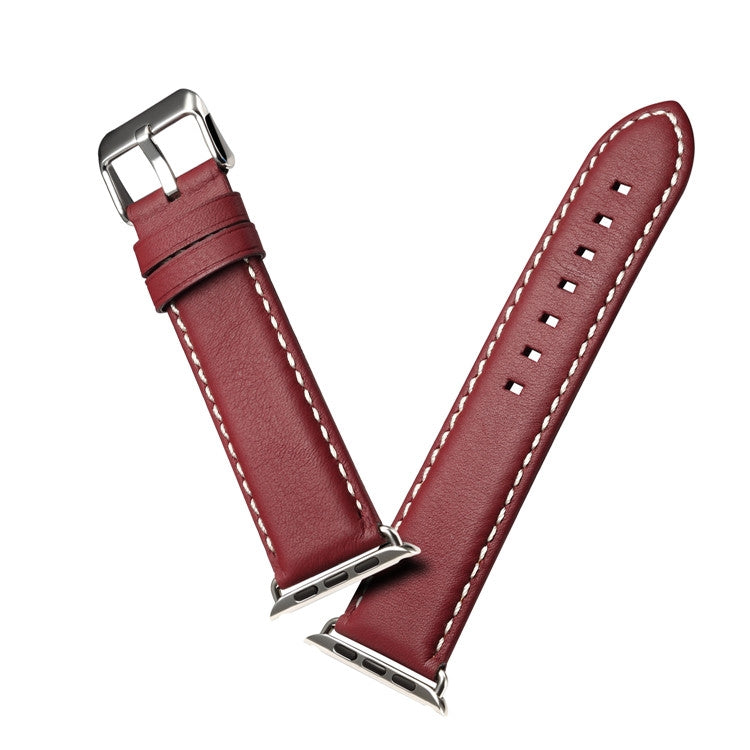 Frendorf | Denior Environmental Luxury Car Watch Lederarmband für Apple Watch Ultra 49mm & Watch Ultra 2 49mm / Series 10 46mm / 9 & 8 & 7 45mm / SE 3 & SE 2 & 6 & SE & 5 & 4 44mm / 3 & 2 & 1 42mm (Dunkelrot)