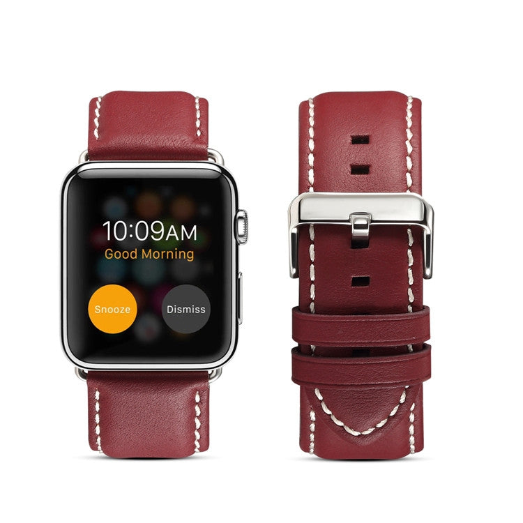 Frendorf | Denior Environmental Luxury Car Watch Lederarmband für Apple Watch Ultra 49mm & Watch Ultra 2 49mm / Series 10 46mm / 9 & 8 & 7 45mm / SE 3 & SE 2 & 6 & SE & 5 & 4 44mm / 3 & 2 & 1 42mm (Dunkelrot)