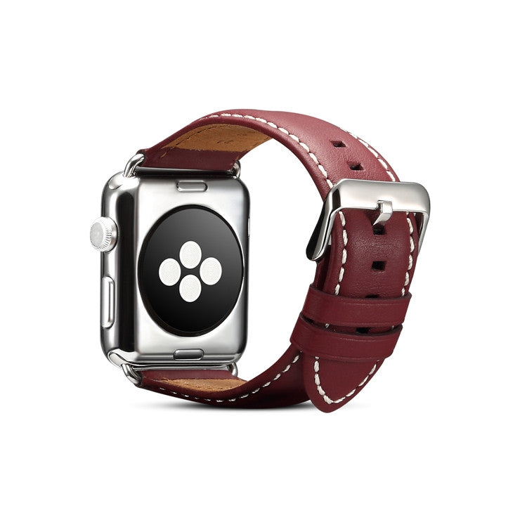 Frendorf | Denior Environmental Luxury Car Watch Lederarmband für Apple Watch Ultra 49mm & Watch Ultra 2 49mm / Series 10 46mm / 9 & 8 & 7 45mm / SE 3 & SE 2 & 6 & SE & 5 & 4 44mm / 3 & 2 & 1 42mm (Dunkelrot)