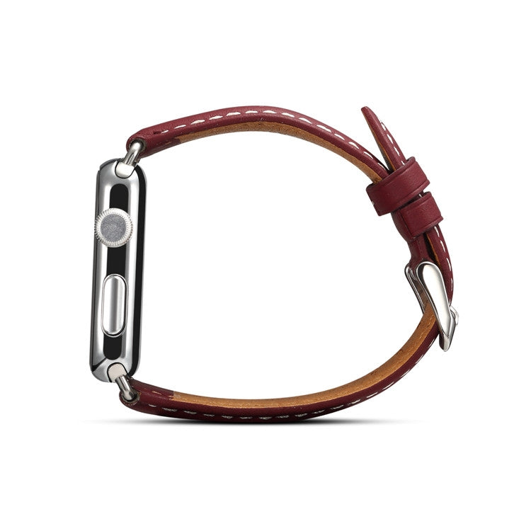 Frendorf | Denior Environmental Luxury Car Watch Lederarmband für Apple Watch Ultra 49mm & Watch Ultra 2 49mm / Series 10 46mm / 9 & 8 & 7 45mm / SE 3 & SE 2 & 6 & SE & 5 & 4 44mm / 3 & 2 & 1 42mm (Dunkelrot)