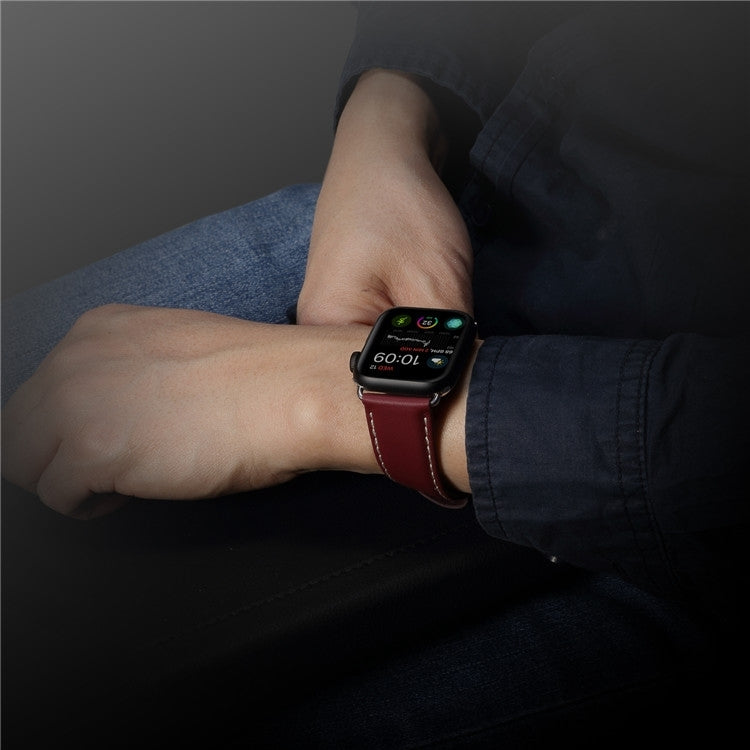Frendorf | Denior Environmental Luxury Car Watch Lederarmband für Apple Watch Ultra 49mm & Watch Ultra 2 49mm / Series 10 46mm / 9 & 8 & 7 45mm / SE 3 & SE 2 & 6 & SE & 5 & 4 44mm / 3 & 2 & 1 42mm (Dunkelrot)