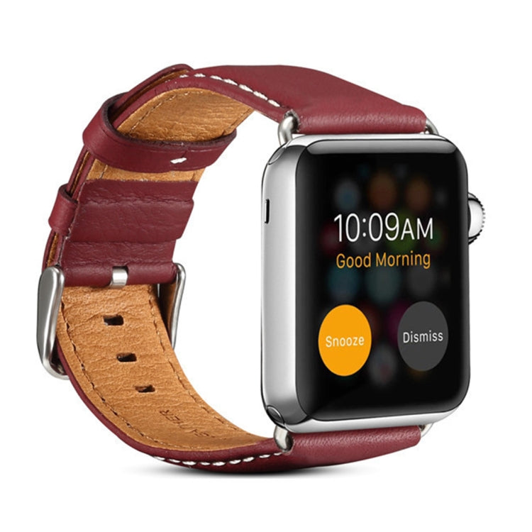 Frendorf | Denior Environmental Luxury Car Watch Lederarmband für Apple Watch Ultra 49mm & Watch Ultra 2 49mm / Series 10 46mm / 9 & 8 & 7 45mm / SE 3 & SE 2 & 6 & SE & 5 & 4 44mm / 3 & 2 & 1 42mm (Dunkelrot)