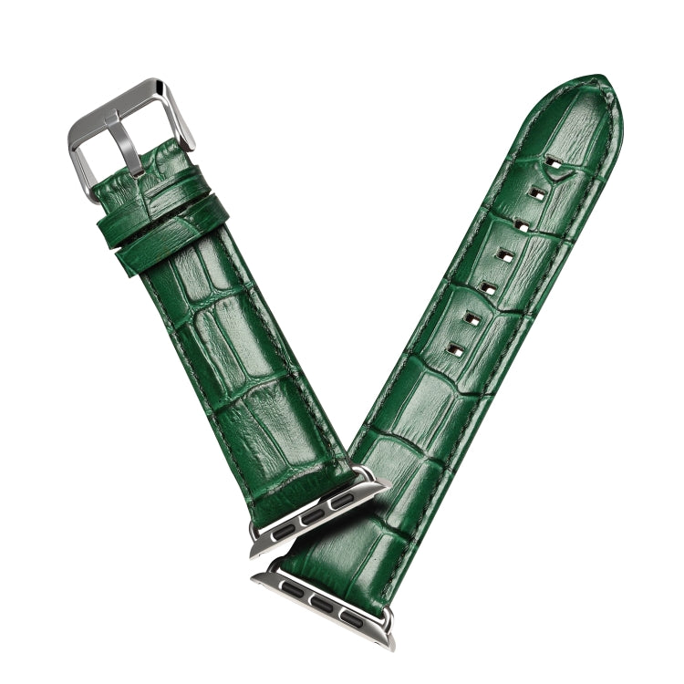 Frendorf | Denior Krokodil Grain Uhr Cowhide Leder Uhr Band für Apple Watch Series 7 41mm / 6 & SE & 5 & 4 40mm / 3 & 2 & 1 38mm (Grün)
