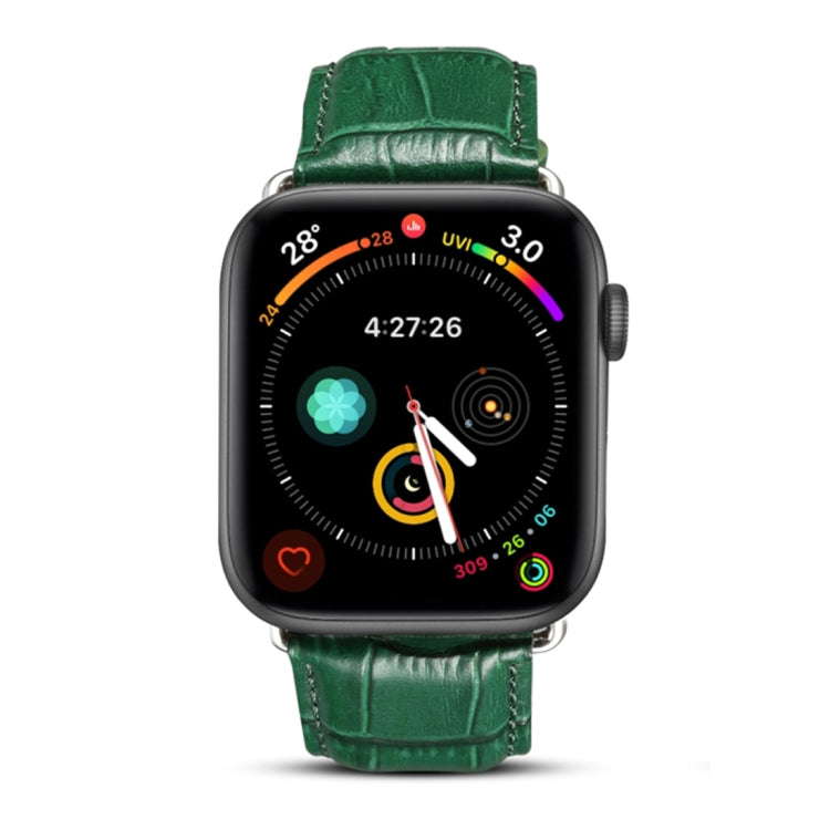 Frendorf | Denior Krokodil Grain Uhr Cowhide Leder Uhr Band für Apple Watch Series 7 41mm / 6 & SE & 5 & 4 40mm / 3 & 2 & 1 38mm (Grün)