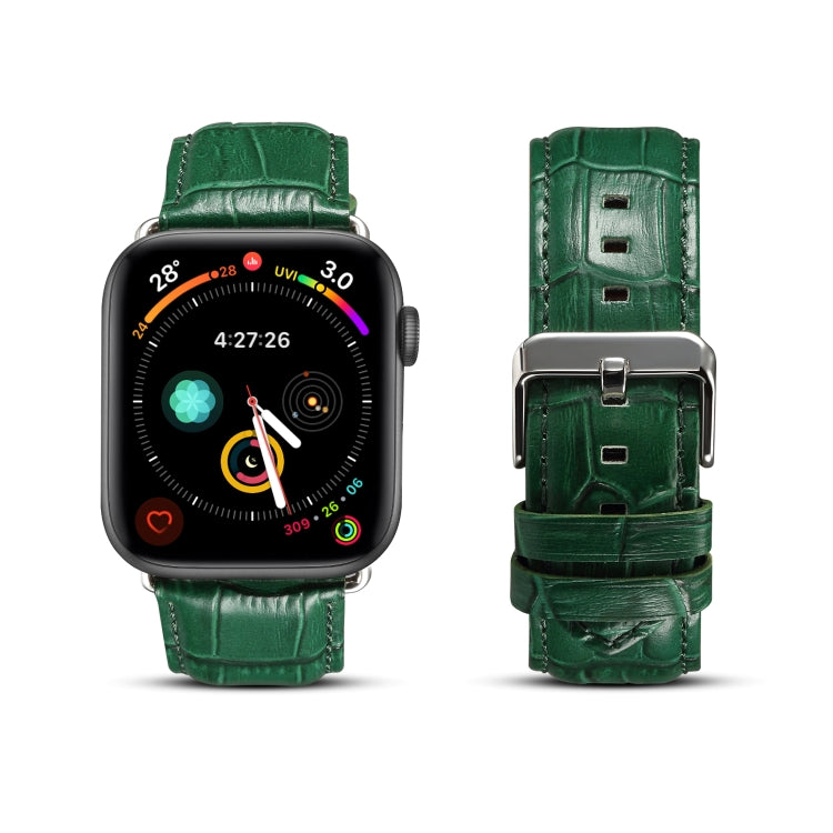 Frendorf | Denior Krokodil Grain Uhr Cowhide Leder Uhr Band für Apple Watch Series 7 41mm / 6 & SE & 5 & 4 40mm / 3 & 2 & 1 38mm (Grün)